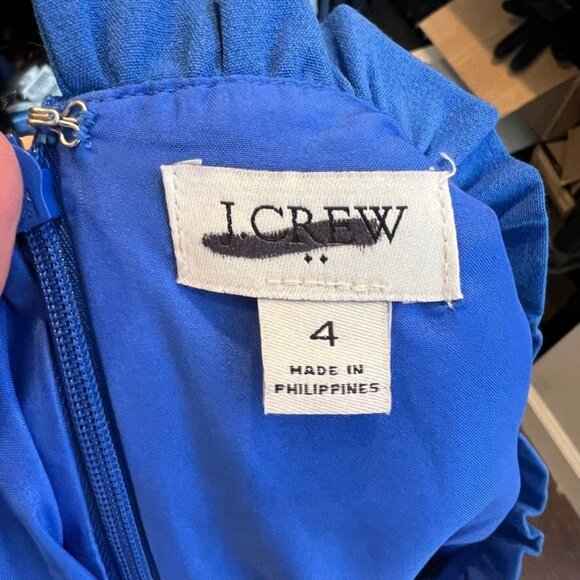 J.Crew $118 Ruffleneck Suit Dress in Blue Size 4 BF465 - Picture 6 of 6